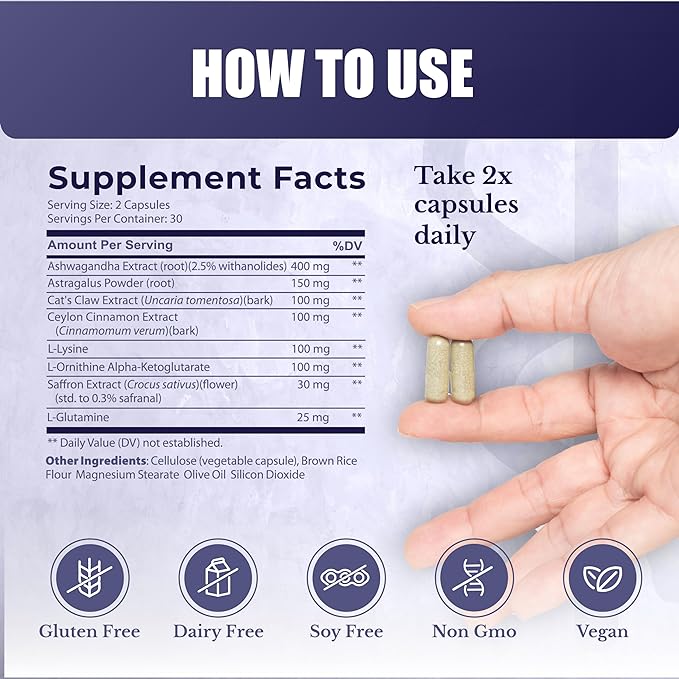 ActiveSpan- Longevity Formula Supplement with Ashwagandha, Cat’s Claw, Astragalus - Telomere Lengthening Supplements - Stem Cell Regeneration, 60 Capsules