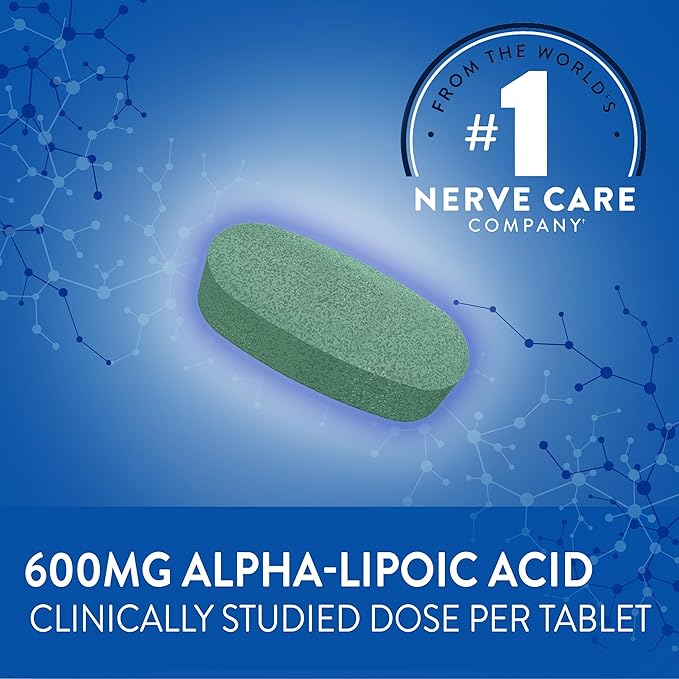 Nervive Nerve Relief, with Alpha Lipoic Acid, to help Reduce Occasional Nerve Discomfort in as Little as 7 Days, ALA, Vitamins B12, B6, & B1, Turmeric, Ginger, 30 Tablets (Packaging May Vary)