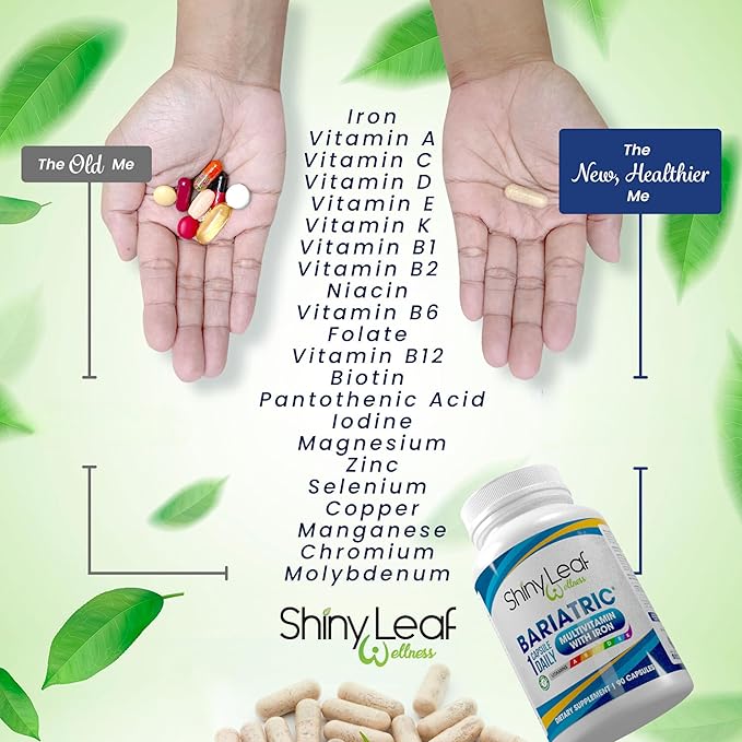 Bariatric Multivitamin with Iron Capsules and Calcium Citrate Chewable Strawberry Flavor - for Post Bariatric Surgery Including Gastric Bypass and Sleeve (1 Month)