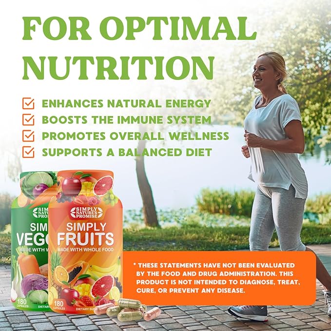 Simply Nature's Promise - Packed with Over 40 Different Fruits & Vegetables - 2 Month Supply- Made with Whole Food Superfoods - with Aloe Vera – 100% Soy Free - 360 Capsules