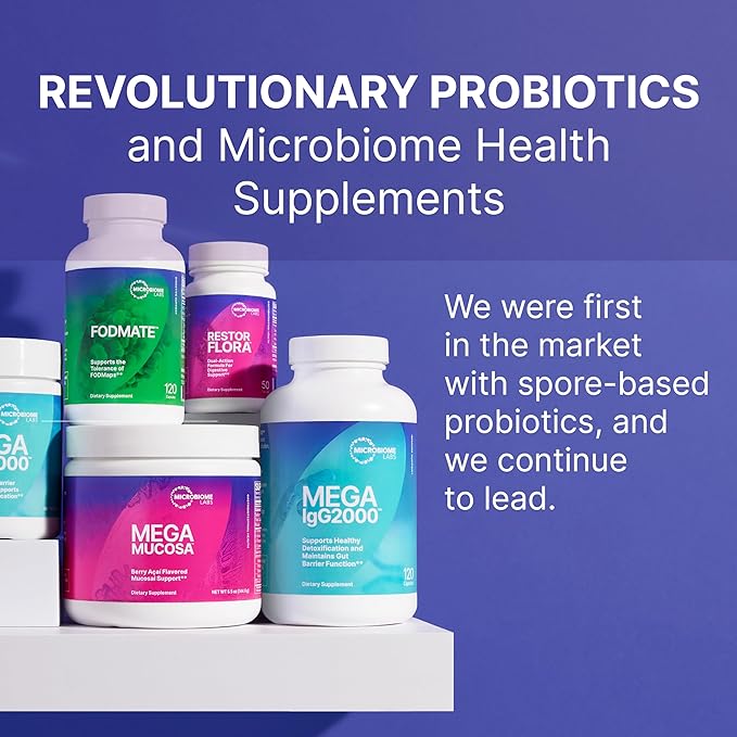 Microbiome Labs MegaSporeBiotic Probiotics for Women & Men - Spore Based Probiotic Nutritional Supplements for Digestive & Gut Health Support - Shelf Stable & Travel-Friendly (180 Capsules)