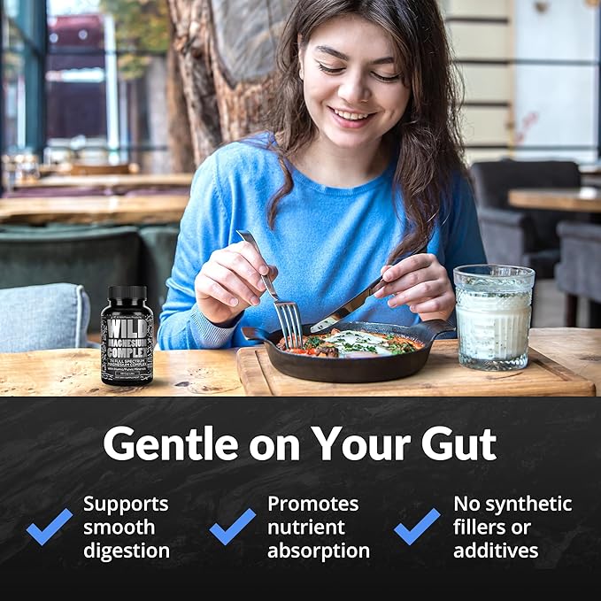 Wild Foods Magnesium Complex Supplement - 7X Forms, 90 Capsules - High Absorption Magnesium Glycinate, Bisglycinate, Malate, Orotate, Citrate - Full Spectrum Magnesium Supplement - 500mg Magnesium
