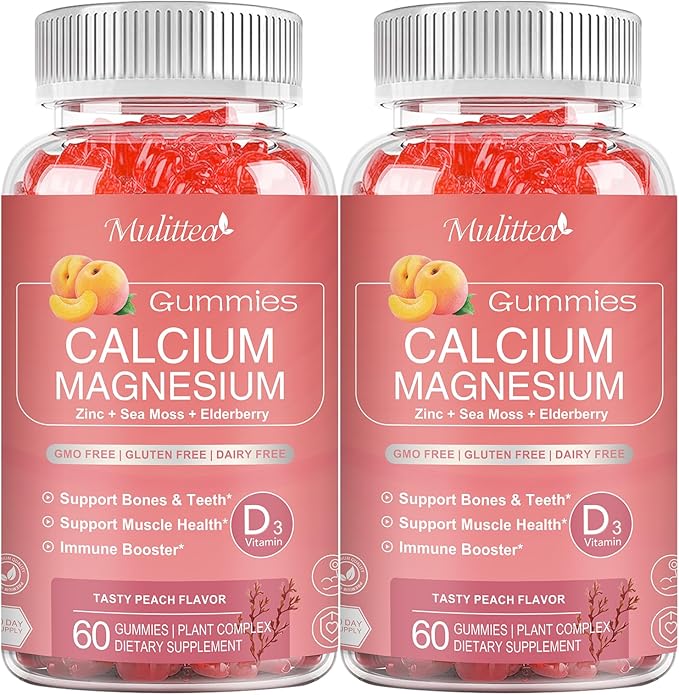1200mg Calcium Gummies with D3,K2,Zinc - Plant Complex Calcium Magnesium Supplement with Glycinate,Potassium,Vitamin C &Whole Natural Food for Bone & Immune Support- 120 Chewable Gummy Sugar-Free