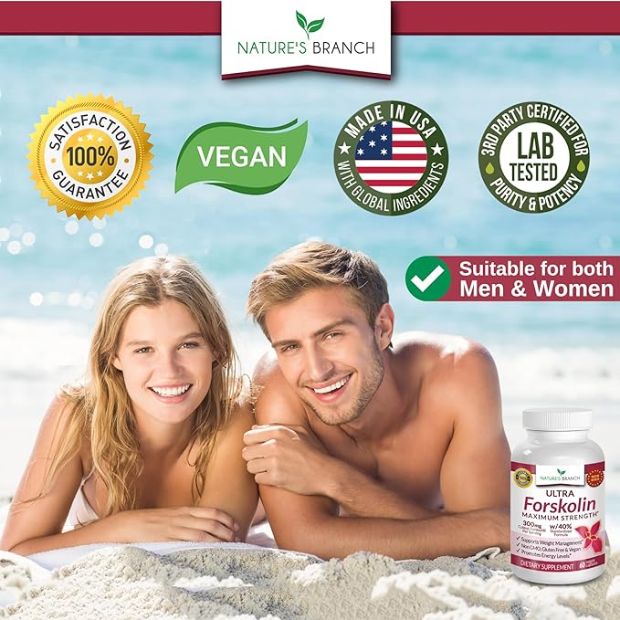100% Ultra Pure Forskolin for Weight Management Maximum Strength | Coleus Forskohlii Root Extract Powder, 40% Standardized Lean Supplement for Men & Women, Premium Extreme Boost Complex - 60 Capsules