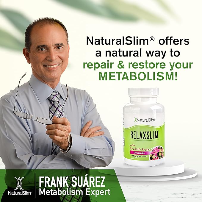 NaturalSlim Relaxslim Rhodiola Rosea & Adaptogenic Herb for Brain, Mood, Metabolism, Tension & Energy Support Supplement - 21 Different Natural Compounds Help Control Appetite - 120 Capsules