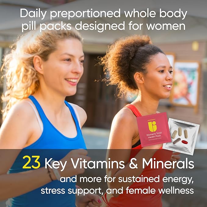 Women's Total Health Pack Daily Multivitamin Supplement, Energy, Stress & UT Support, Krill Oil, 22 Key Vitamins & Minerals, Iron, Biotin, Zinc, Selenium, Astaxanthin, Calcium (30 Pack)