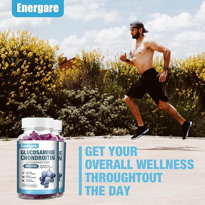 2 Pack 3000mg Glucosamine Chondroitin with MSM Gummies & Elderberry, Extra Strength Joint Support Health, Flexibility, Antioxidant, Immune Supplement Gummy for Adults, Men & Women 120 Counts
