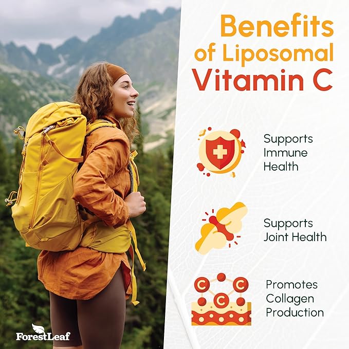 ForestLeaf Liposomal C - 1000mg Capsules - Immune Booster with MCT Oil & Sunflower Lecithin - Superior Absorption - High Dose C (Unflavored - 120 Veg Cap)