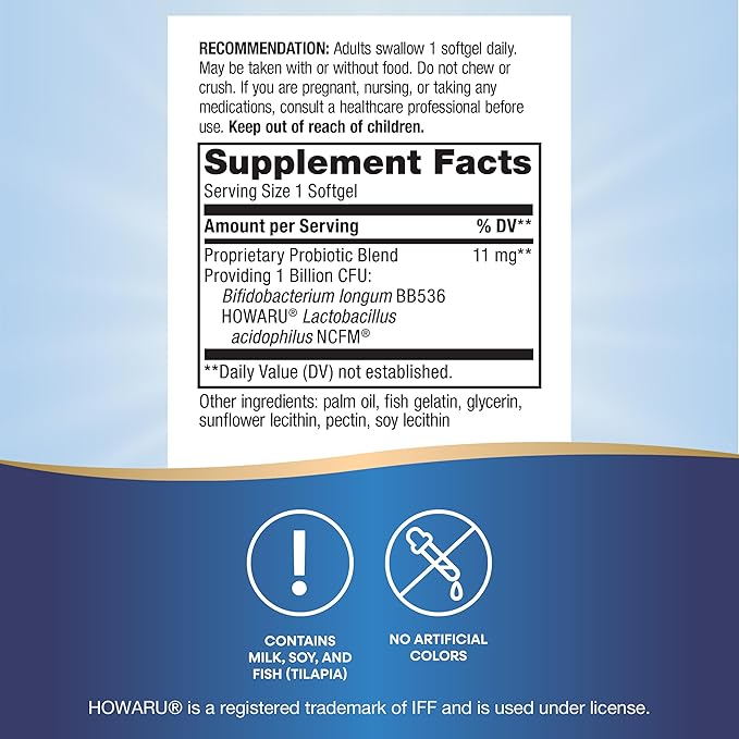 Nature's Way Acidophilus Probiotic Pearls, Supports Digestive Balance and Gut Health*, Protects Against Occasional Constipation and Bloating*, 1 Billion Live Cultures, 90 Softgels (Packaging May Vary)