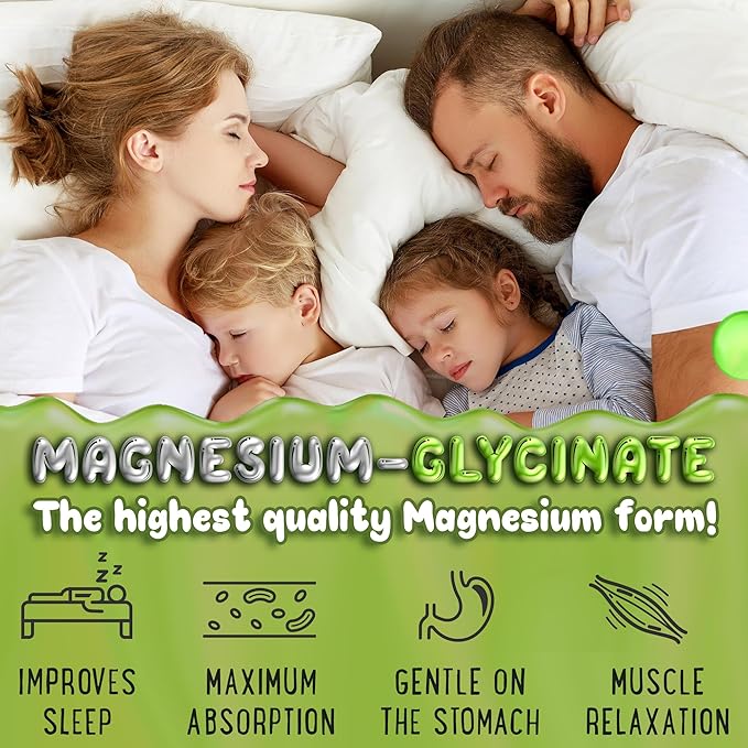 Magnesium Glycinate Gummies 400mg - Magnesium for Sleep, Calm, Relax & Muscle Relief with B6 & D3 and No Melatonin - Family-Friendly for Kids, Teens & Adults - Vegan & Non-GMO Supplement - 60 Count