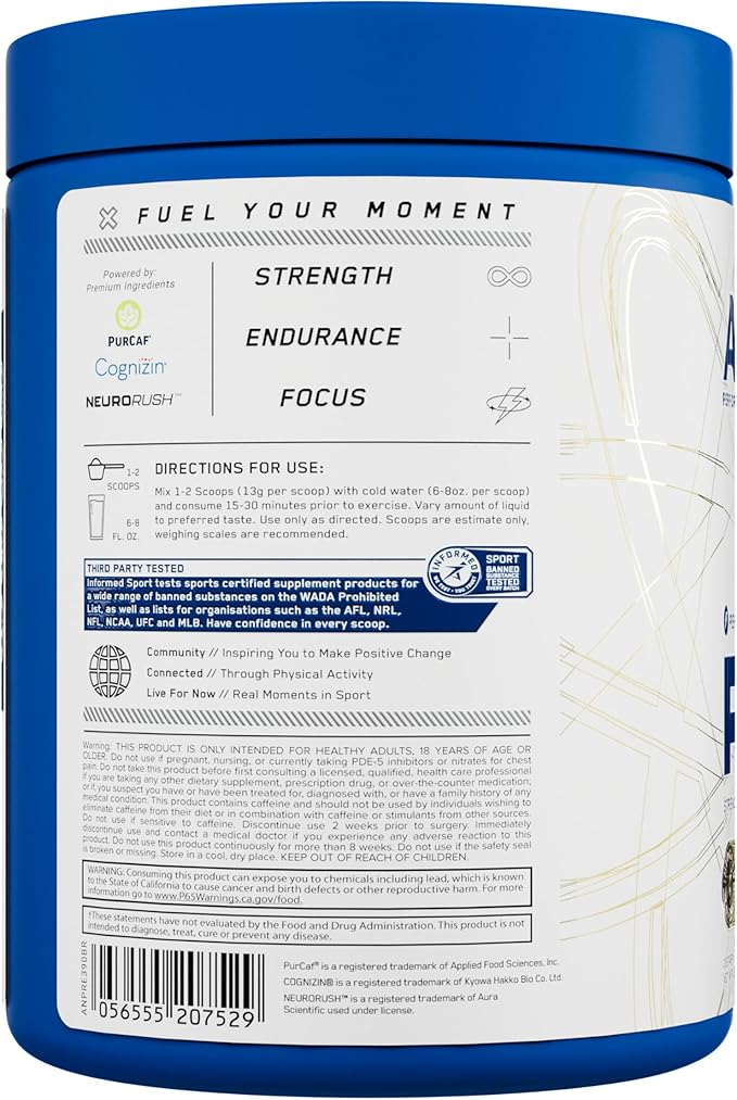 AN Performance Pre-Workout Powder Supplement for Men & Women | Energy Drink Mix with 300mg Caffeine + Beta Alanine + Citrulline | Third-Party Tested | Blue Razz | 30 Servings
