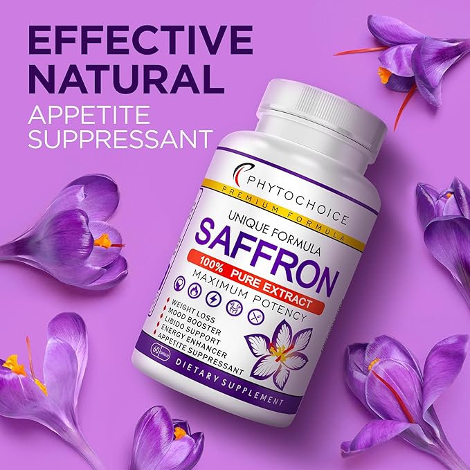 Saffron Supplements - 100% Pure Saffron Extract Capsules - Boost Energy & Mood, Focus, Vision, Supports Eye, Retina, and Lens Health, Support Heart Health for Women & Men - Made in USA - 60 Capsules