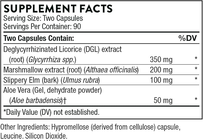 THORNE GI Relief - Digestion Supplement Supports Gut Health & Bloating Relief - Made with Marshmallow Root Extract & Digestive Enzymes - 180 Capsules - 90 Servings