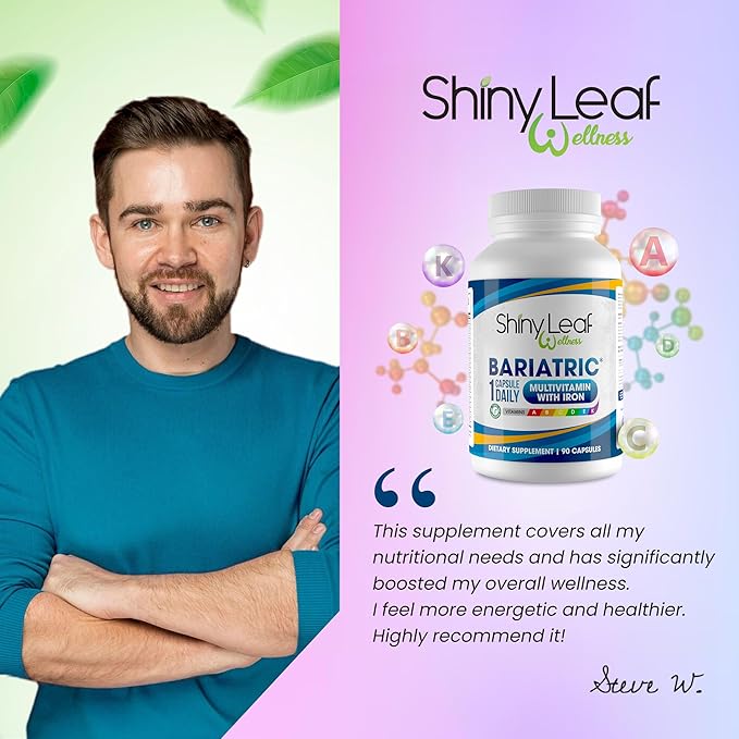 Bariatric Multivitamin with Iron Once-a-Day and Cherry Chewable Calcium Citrate for Post Bariatric Surgery Including Gastric Bypass and Sleeve (3 Months)
