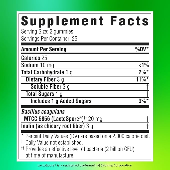 Benefiber Prebiotic Fiber Supplement Gummies with Probiotics for Digestive Health, Assorted Fruit Flavors - 50 Count