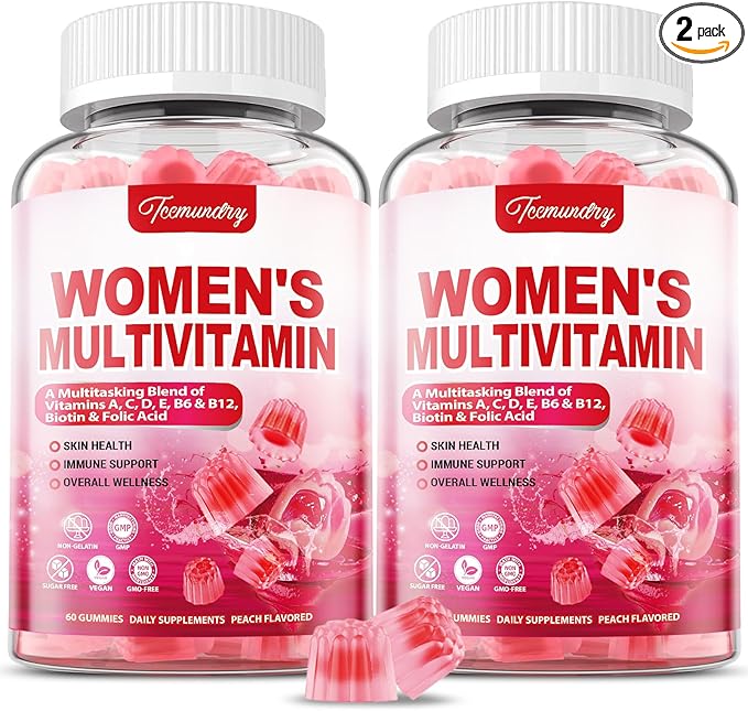 Womens Multivitamin Gummies - Sugar Free Multivitamin for Women with Vitamins A, C, D, E, Niacin, Folate, B6 & B12, Iron, Calcium, Zinc - Multi Vitamins & Minerals for Skin, Hair, Energy & Immune