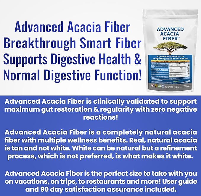 Advanced Acacia Fiber Powder 16oz Soluble Fiber Leaky Gut Repair Powder. Natural Fiber Supplement Powder for Gut Health, Regularity, Digestive Rejuvenation