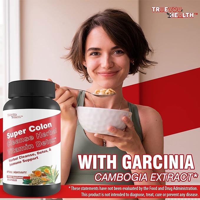 Super Colon Cleanse Herbal Vitamin Detox - Herbal Cleanse, Detox, & Immune Support - Promote Healthy Digestion & Constipation Relief with Psyllium & Magnesium Oxide - Help Reduce Stomach Bloating