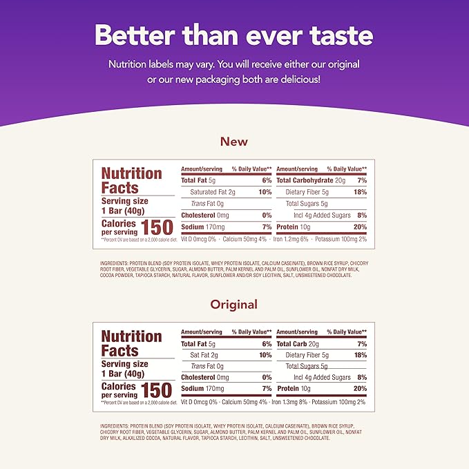 think! Protein Bars with Chicory Root for Fiber Snack Bars, 1.4 Oz
