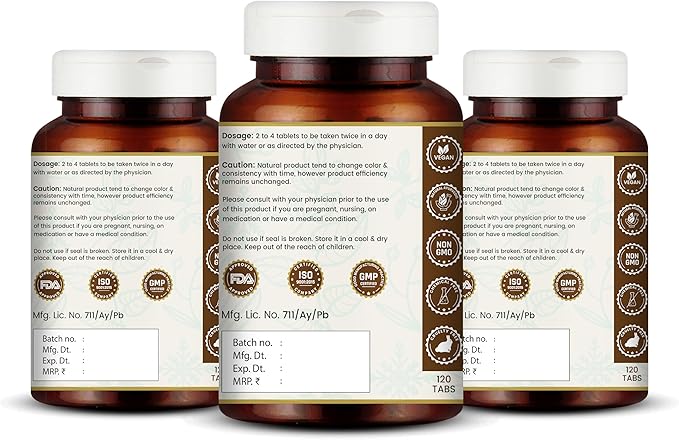 Arogyavardhini Vati Tablets - Natural Detox and Liver Health Support | for Spleen Enlargement | Reduces Bloating | for Nutrient Absorption Improvement | 120 Tablets (360)