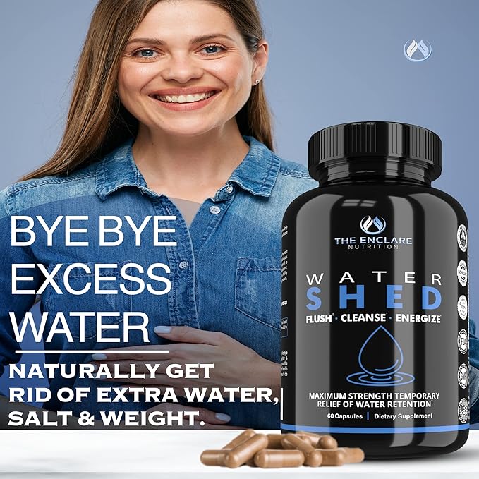 THE ENCLARE NUTRITION Water Pills Diuretic Water Retention, Liver Detox, Kidney Cleanse, Weight, Swelling, Edema, Bloating Relief, Fluid Balance Watershed Max Strength (1)
