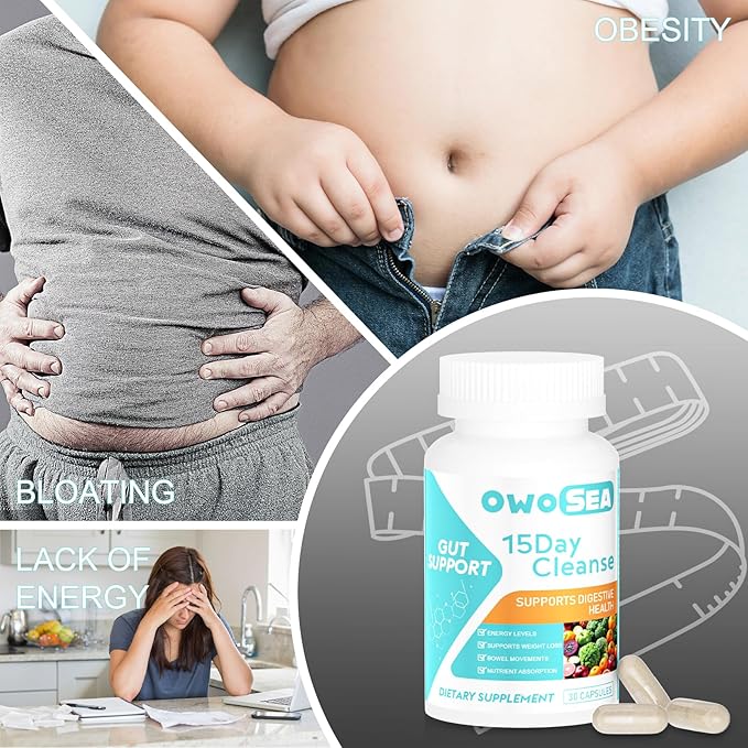 15 Day Cleanse Gut and Colon Support for Women & Men Colon Detox Cleanse Digestive Health Support Supplement Bloating Constipation Relief Boost Energy Daily Cleanse 30 Capsule