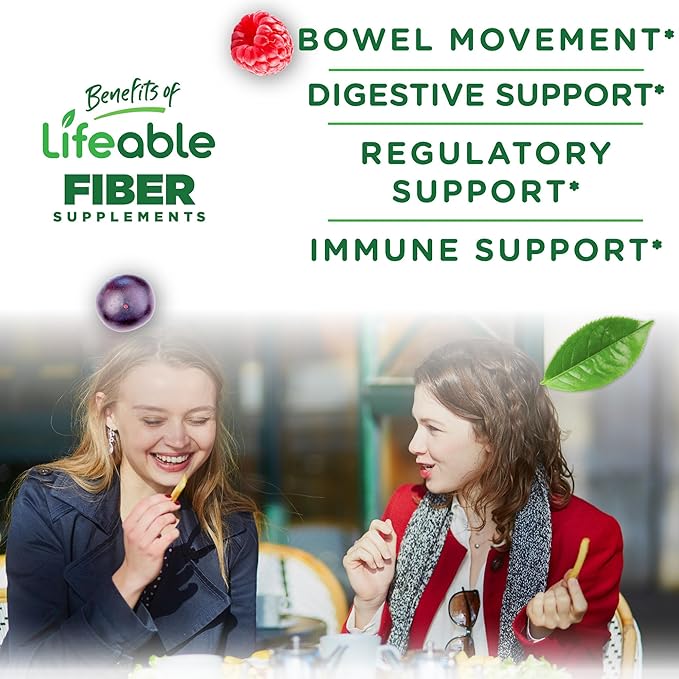 Lifeable Sugar Free Fiber Gummies for Adults | 4g | Great Tasting Fiber Supplement Gummies | Keto Friendly, Gluten Free, Vegan, Non GMO Prebiotic Fiber | for Digestive Health | 90 Gummies