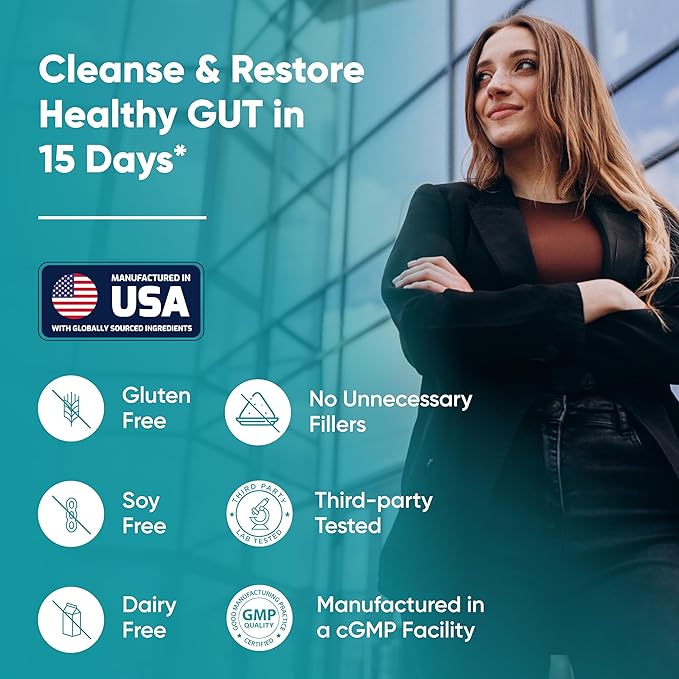 Sandhu's 15 Day Gut Cleanse Colon Detox for Women & Men| Supports Colon Cleansing & Digestive Health| Senna, Cascara Sagrada, Psyllium Husk & Probiotics| 30 Capsules Dietary Supplement,15 Days Supply