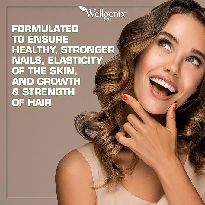 Wellgenix Purvana Max Hair, Skin, & Nails Vitamin Capsules, Double Strength Biotin 5000MCG, Fo-Ti Root, VIT A & B, Folic Acid (2 Pack)