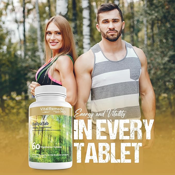 Multivitamin for Women & Men - Daily2Tab Multimineral Tablet with Antioxidants, Vitamin C, Vitamin D, Vitamin B12, Lycopene, Selenium and Much More for Health Support (60 Count)