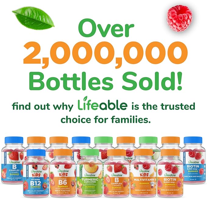Lifeable Iron Gummies | 20mg | with Vitamin C | Great Tasting Blood Builder Iron Supplement | Iron with Vitamin C for Iron Deficiency | Iron Gummies for Women, Men, Adults | 90 Gummies