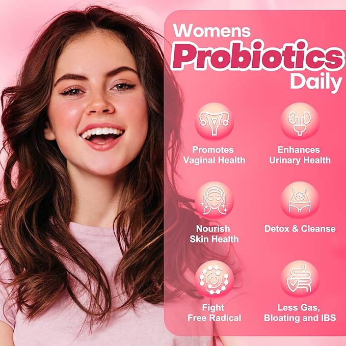 Probiotics for Women 100 Billion CFUs Probiotic and Prebiotics with Digestive Enzymes for Gut Health, Vaginal Probiotics with Cranberry and D-Mannose for Urinary Tract Health, pH Balance, 87 Capsules