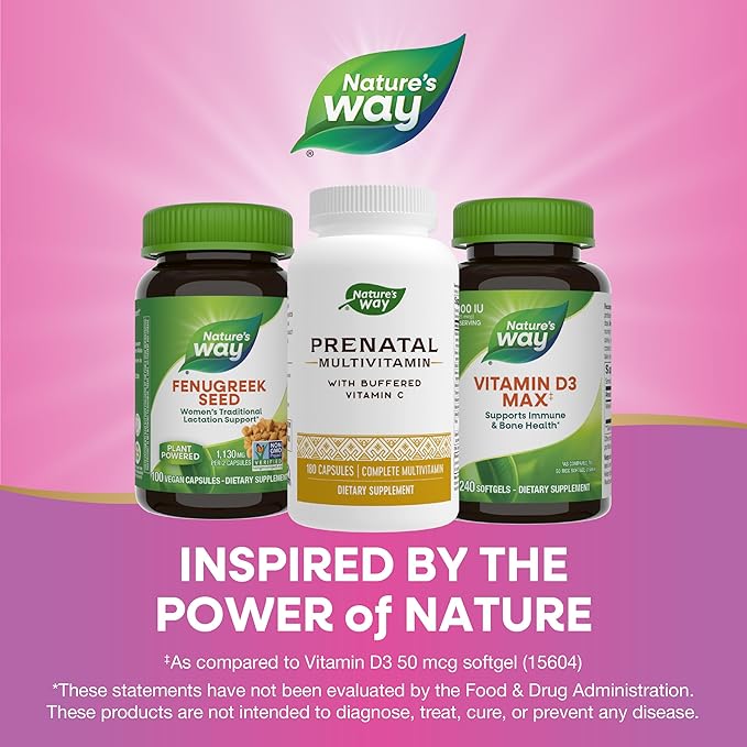 Nature's Way Prenatal Multivitamin, with folate for Healthy Brain and Spinal Development*, 180 Capsules