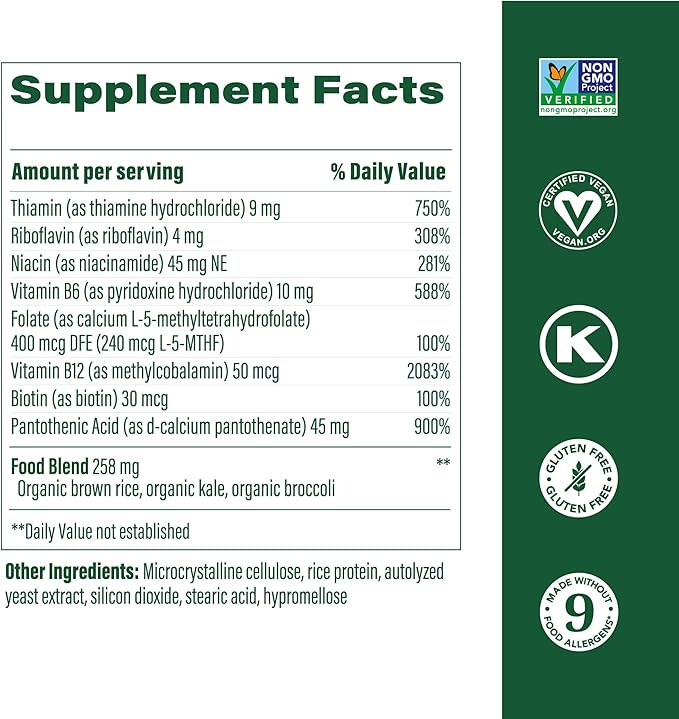 MegaFood Balanced B Complex - B Complex Vitamin Supplement, 8 B Vitamins Including Vitamin B6, Vitamin B12, Folate, Biotin & More, Supports Cellular Energy Production, Vegan, Gluten Free - 90 Tablets