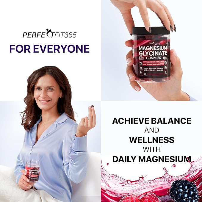 Magnesium Glycinate Gummies for Adults, Chewable Magnesium Gummy with Magnesium Glycinate 400mg, Malate 200mg, B6, Holy Basil - Magnesium Glycinate for Sleep Support - Sugar Free and Vegan