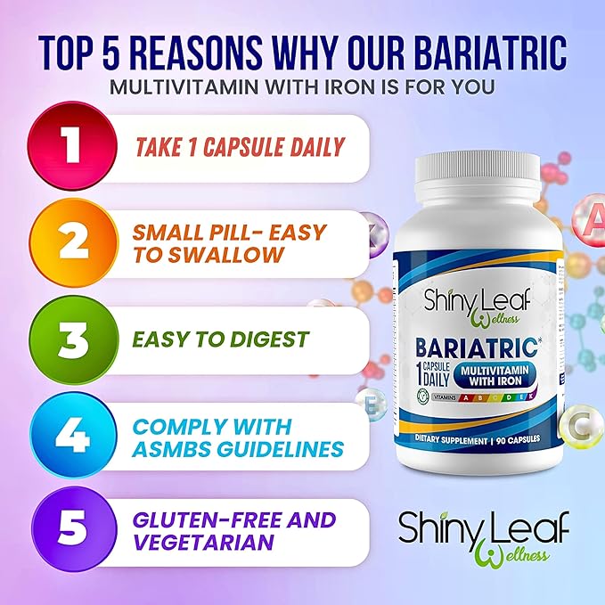 Bariatric Multivitamin with Iron Once-a-Day and Cherry Chewable Calcium Citrate for Post Bariatric Surgery Including Gastric Bypass and Sleeve (3 Months)