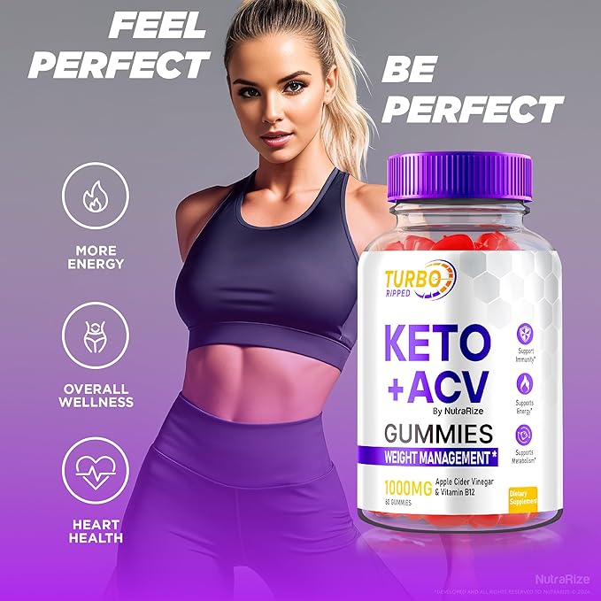 (2 Pack) Turbo Ripped Keto ACV Gummies, Official TurboRipped Keto Gummies, Apple Cider Vinegar Supplement, All Natural Keto+ACV, Premium Keto Plus ACV Gummy, Gomitas Reviews (120 Gummies)