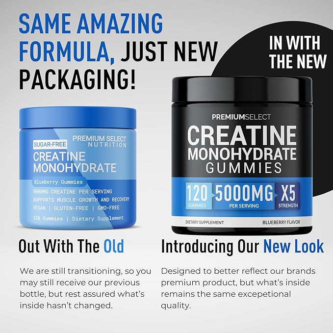 Creatine Gummies for Men & Women 5g Sugar Free - 120 Chewable Creatine Monohydrate Gummies for Muscle Strength, Muscle Builder, Energy Boost, Booty Gain, Pre-Workout & Recovery Supplement Gummy Chews
