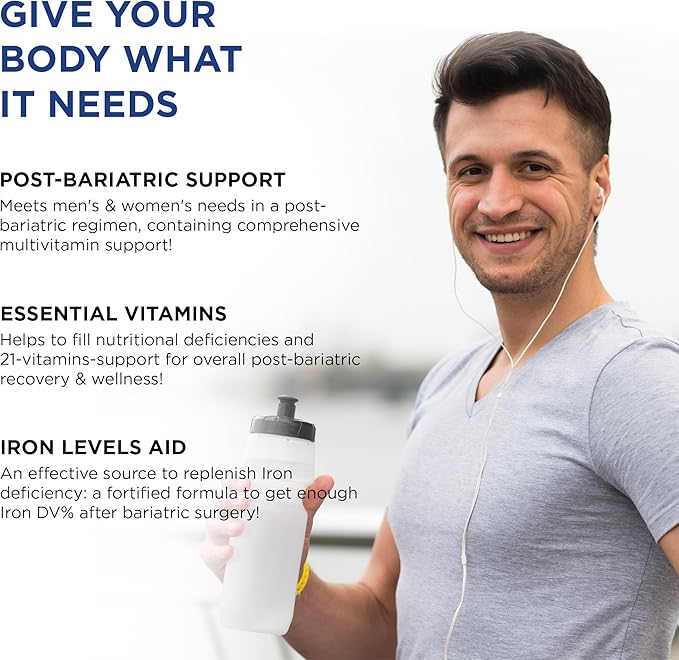 Bariatric Multivitamin with Iron for Women & Men All-in-One 42 Superfood Blend for Post-Surgery Easy-to-Swallow -2-Month Supply (- Superfood Blend for Energy, Halal - Made in USA (120 Capsules)