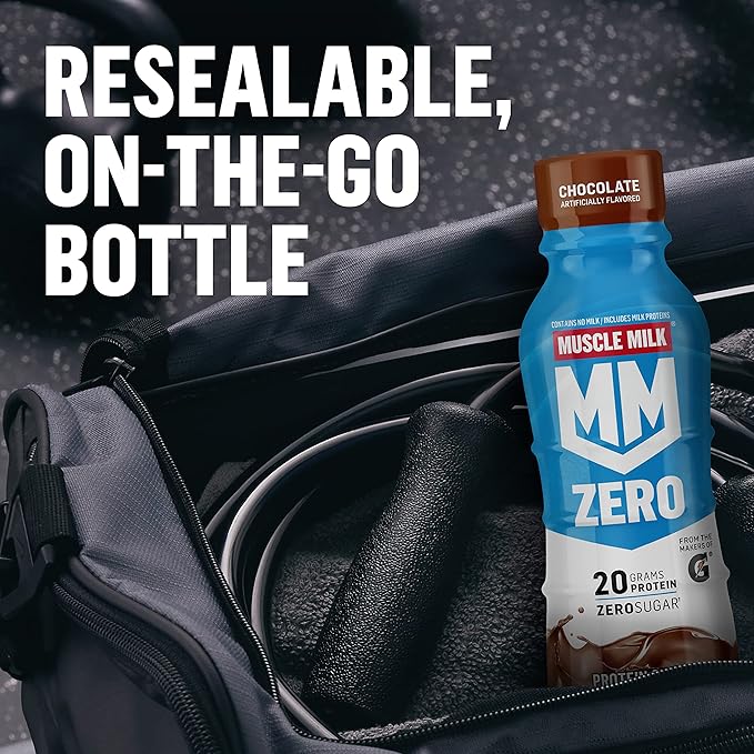 Muscle Milk Zero Protein Shake, Vanilla Crème, 20g Protein, Zero Sugar, 100 Calories, Calcium, Vitamins A, C & D, 4g Fiber, Energizing Snack, Workout Recovery, Packaging May Vary 11.16 Fl Oz (Pack of 12)