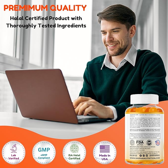 Vegan Omega 3 Gummies for Adults | No Fish Oil Burps | 60 Gummies | Plant Based w/Chia Oil, Algae | Omega 3 6 9 w/DHA, Vitamin C | for Brain, Cardiovascular & Immune Support Halal