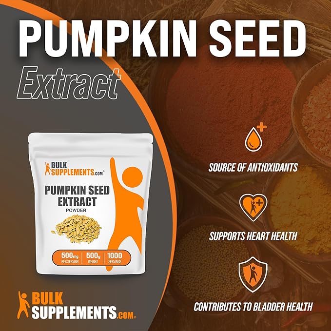 BulkSupplements.com Pumpkin Seed Extract Powder - Bladder Support - Pumpkin Seed Powder - Soluble Fiber Supplements - Pumpkin Powder (500 Grams - 1.1 lbs)