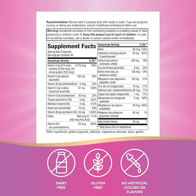 Nature's Way Prenatal Multivitamin, with folate for Healthy Brain and Spinal Development*, 180 Capsules