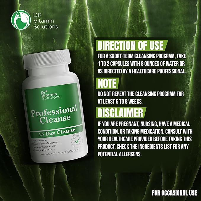 Dr Vitamin 15 Day Cleanse Gut Support - Detox Cleanse for Weight Management - All Natural Colon Cleanser for Bloating and Constipation Relief - Extra Calorie Loss with Healthy Probiotics - 60 Capsules
