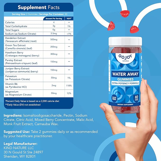 Water Away Gummies - Natural Diuretic for Water Retention for Women & Men