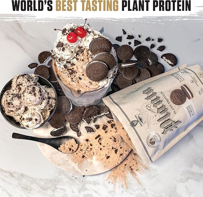 Ambrosia Planta - Premium Organic Plant-Based Protein | Vegan & Keto Friendly | Gourmet Flavors with No Bloating or Stomach Upset | Gluten & Soy Free | No Added Sugar | 25 Servings | Cookies Cream