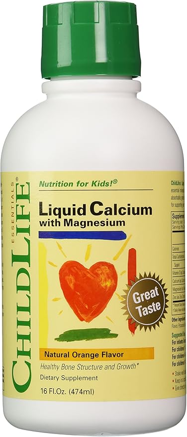 ChildLife Essentials Liquid Calcium Supplement for Kids - Baby Calcium with Magnesium, Zinc, and Vitamin D3 - Orange Flavor, 16 fl oz (3 Pack)
