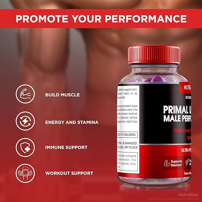 (3 Pack) Primal Ultimate Gummies, Official PrimalUltimate Performance Supplement, The Key to Regain Confidence, Premium Gummy, Official Prime Ultimate Reviews (180 Gummies)