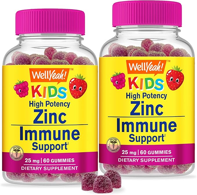 Zinc for Kids 25mg Gummies - Immune System and Antioxidant Support - Skin Health, Maximum Strength Children Zinc Supplement Immune Booster Gummy - GMO-Free, Vegan - 60 Gummies (2)