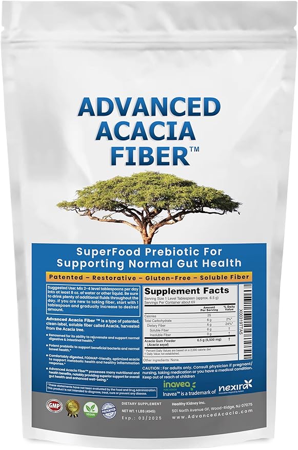 Advanced Acacia Fiber Powder 16oz Soluble Fiber Leaky Gut Repair Powder. Natural Fiber Supplement Powder for Gut Health, Regularity, Digestive Rejuvenation